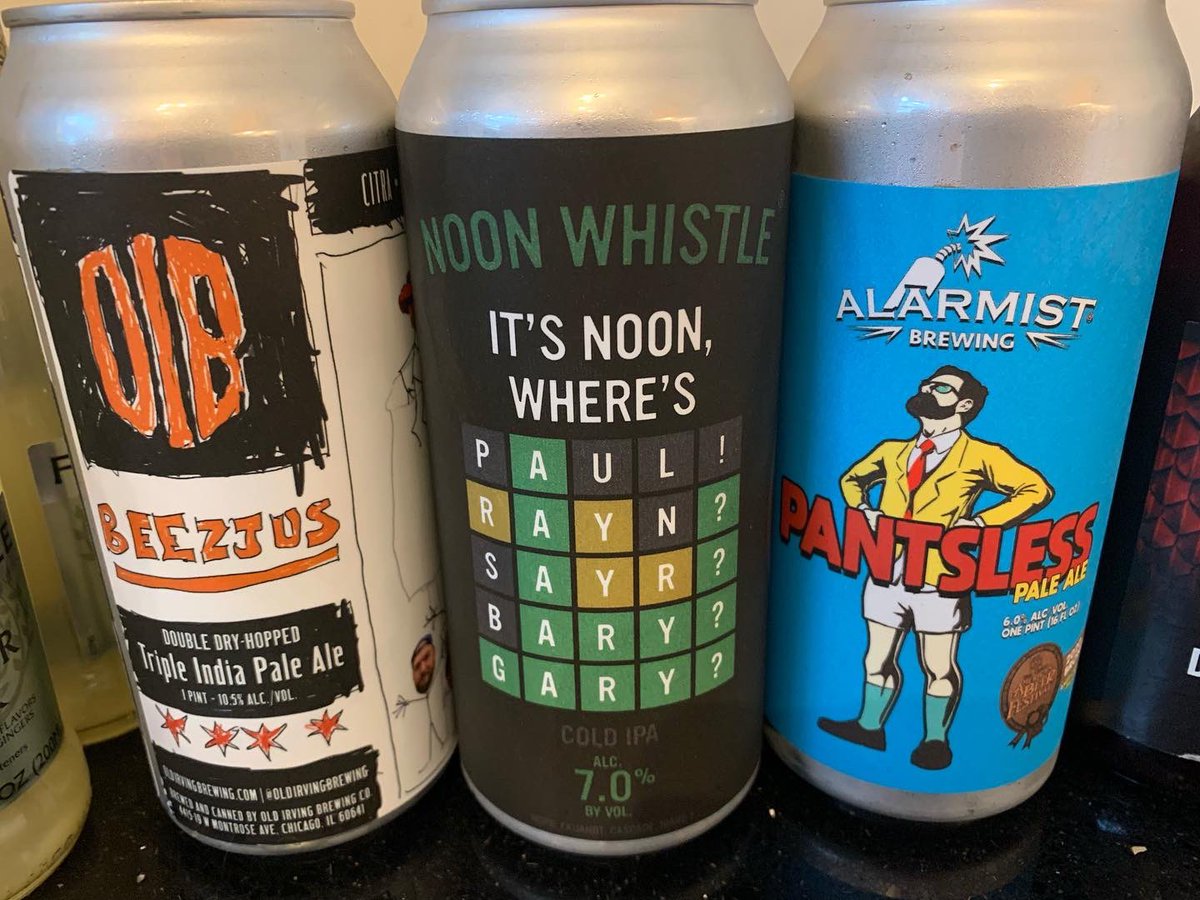 freespazz's tweet photo. @AlarmistBrewing collabs @OldIrvingBeer #beejus &amp; @noonwhistlebrew #wordlemethis + #pantslesspaleale #drinklocal https://t.co/m7pOSqEMFw