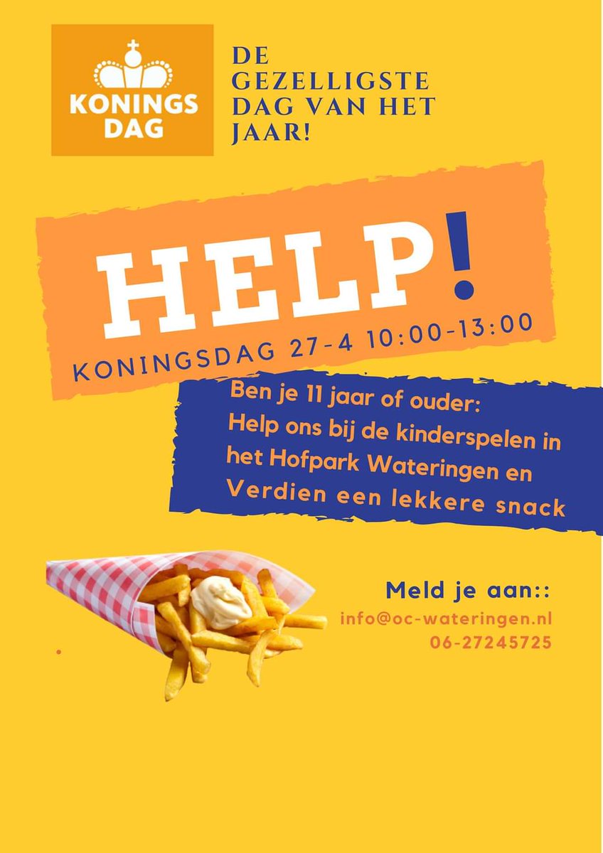 Kom je ons helpen? #koningsdag #wateringen #hofpark