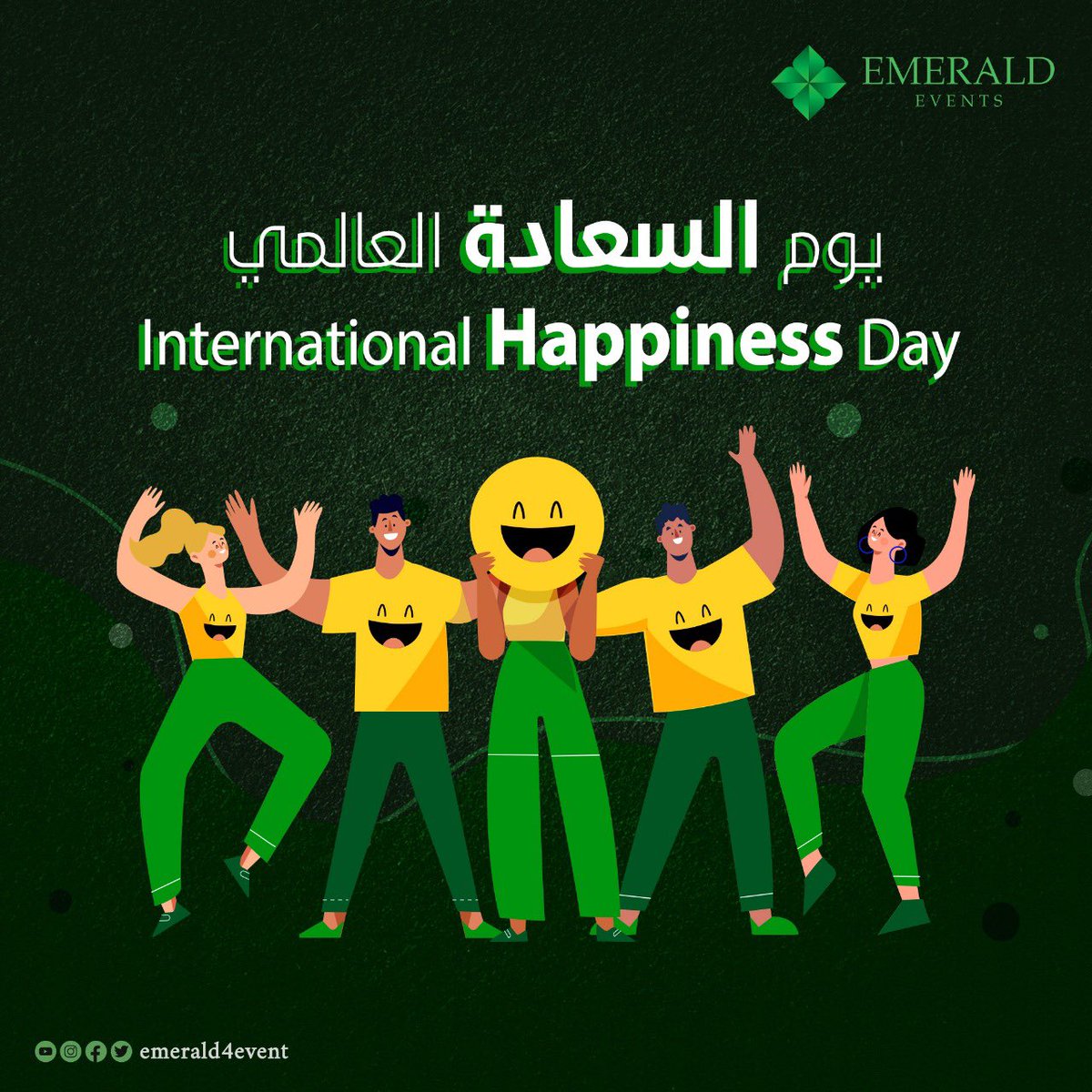 emerald4events's tweet photo. #InternationalDayOfHappiness #InternationalHappinessDay 
#يوم_السعادة_العالمي 
#الزمرد_العالمية https://t.co/wchfAfw064
