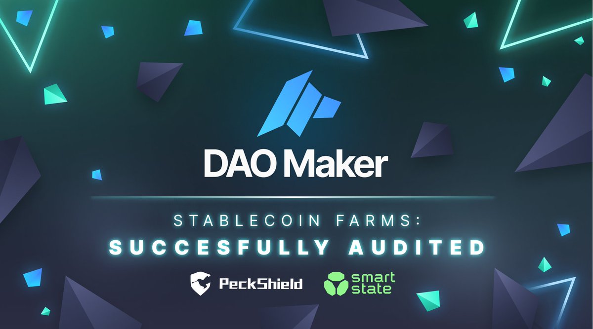 daomaker's tweet photo. 🛠️Development Update l $DAO Savings Account (DSA)

We are happy to declare that the DSA product successfully passed two audits performed by SmartState and PeckShield.

To learn more about the new product👇
https://t.co/ZviQMxl1bq

Audit reports below👇

1/ https://t.co/0MRC6gcEIn