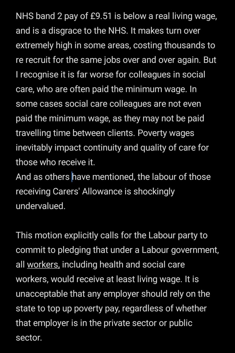 ShrewsLabourWF's tweet photo. Text from our contribution to the Labour Women's Conference #SocialCare debate, in support of a #RealLivingWage for all workers and care that is free at the point of use.
#nawc2022 #nawc22 #LabWomen22 #LivingWage @LivingWageUK https://t.co/z6T8HHSVh2