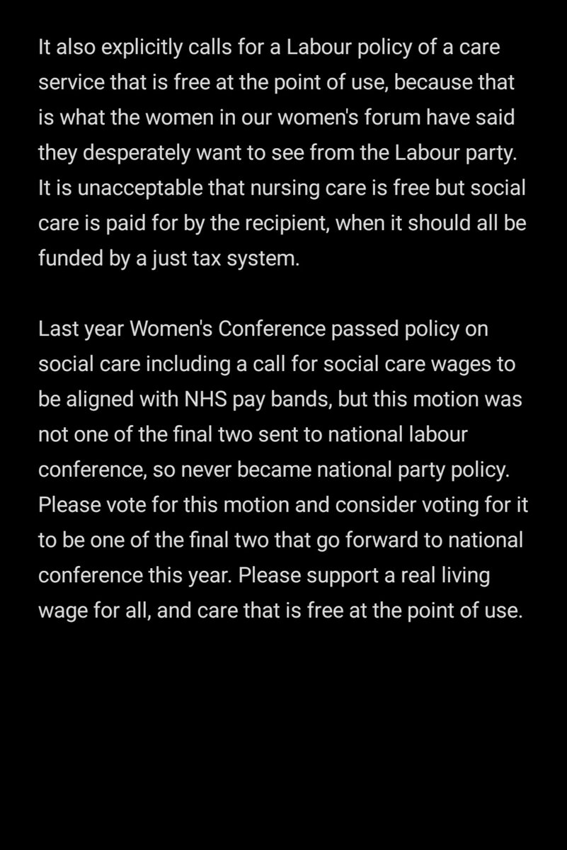 ShrewsLabourWF's tweet photo. Text from our contribution to the Labour Women's Conference #SocialCare debate, in support of a #RealLivingWage for all workers and care that is free at the point of use.
#nawc2022 #nawc22 #LabWomen22 #LivingWage @LivingWageUK https://t.co/z6T8HHSVh2