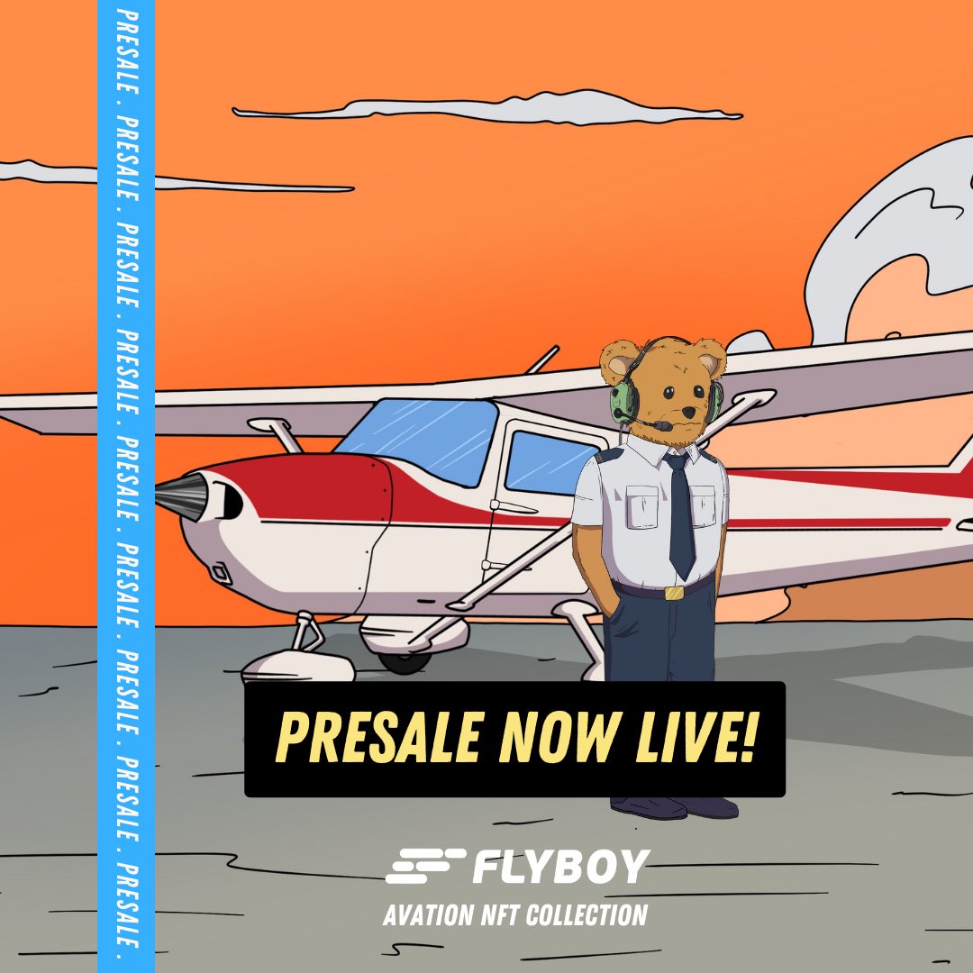 flyboynft's tweet photo. Presale is now LIVE! 

You have 5 days to mint, so take your time whenever the gas is low. 

#mint #presale #nftart #NFTGiveaway #nftcollector #flyboy https://t.co/19WMPOuPHC