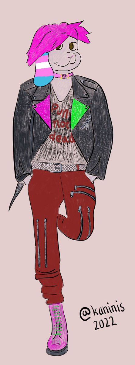 kaninis_'s tweet photo. I’m usually a cute little baby bunny. But I’m a punk rock bunny in heart and soul too! Art by me (commissions open for something similar with your fursona instead) #furry #furryart #furryartist #commissionsopen #punkrock #bunny #rabbit #fursona #punxnotdead #kaninis https://t.co/zYRkeT5BdV