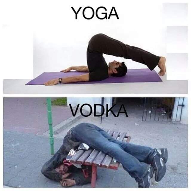 Adithya P. Kashyap on X: Yoga vs Vodka #Memes #meme   / X
