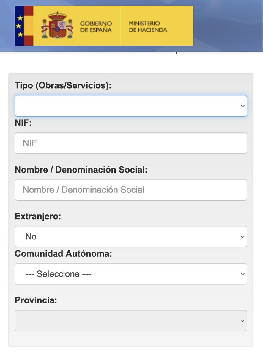 El buscador de Hacienda tiene seis campos. Solo uno es obligatorio: el nombre del contratista. Pero yo no quiero acceder al expediente de un contratista: ¡quiero acceder A TODOS!Para cruzarlos informáticamente con la PLCSP y dar más transparencia a la contratación pública.