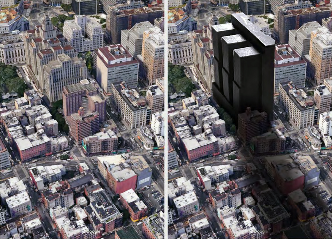 TedGrunewald's tweet photo. @NUBCanal #Chinatown does NOT need a dystopian, 45-story super-jail. 🤮

The existing 1940s and 1980s structures should be repurposed for a fraction of the #EmbodiedCarbon budget that this 8-12 BILLION DOLLAR #RazeAndRebuild project will consume.

#RetroFirst! https://t.co/8OYLSZFfXD