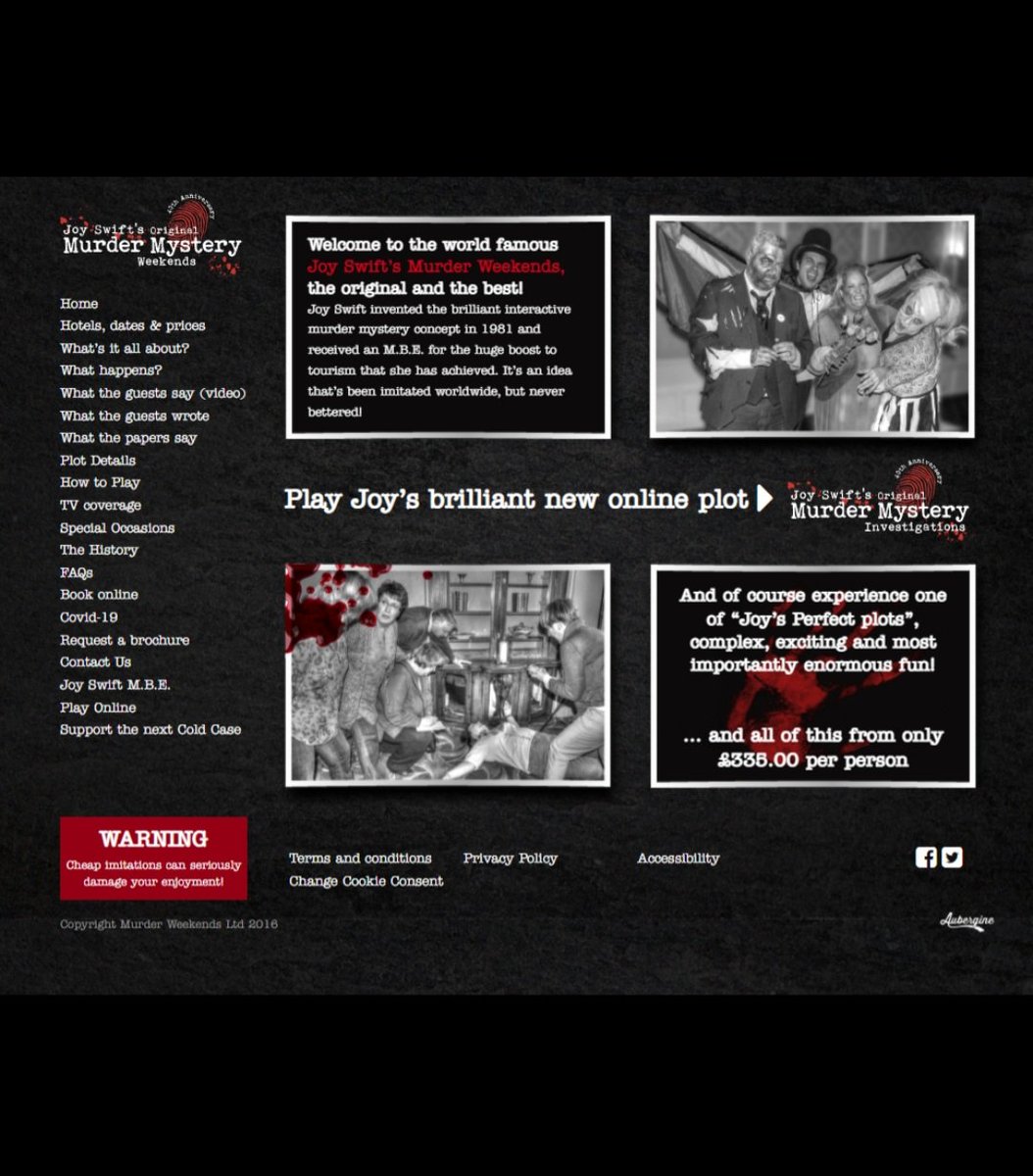 JoyMurderWkds's tweet photo. Check out our website to see everything you need to know about the Original Murder Mystery Weekends.
40 years of entertainment!
Book at https://t.co/zmSbBEerPz
#murdermystery #MurderWeekends #weekendactivity #whodunit #AgathaChristie #POWWPlot #40thanniversary #BestofBritish https://t.co/QFDWJH0nse