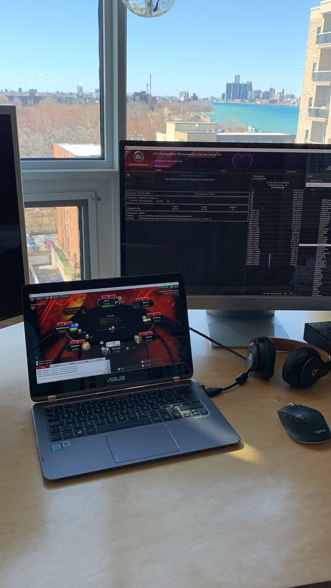 aleks_petrovic's tweet photo. 16th Anniversary Sunday Milli underway! 1M up top, long way to get there. Let’s crush! #poker #letsrungood #marathonnotsprint https://t.co/W6xGV3jgLU