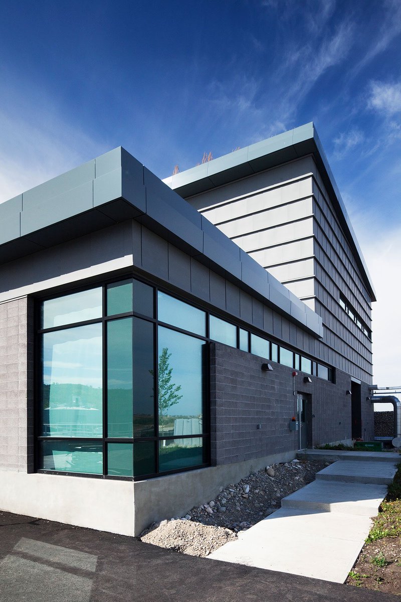 MasonryAlberta's tweet photo. The Pinecreek Wastewater Treatment Plant was designed as a campus with the site incorporating LEED criteria. The Operations, Maintenance &amp; Administratoon Building has achieved LEED gold accreditation. 

#leed #leadershipinenergyandenvironmentaldesign #masonrystrong #alberta https://t.co/zSWvoH5110