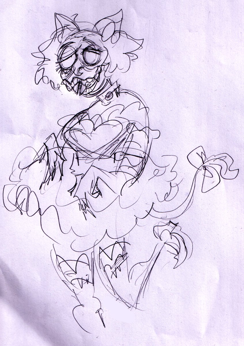 ygorrobin's tweet photo. a while ago me and @splendidland came up w an all time great character concept which is a generic anime catgirl who for some reason is also a looney-tunes-style peter lorre caricature and talks in a peter lorre voice and i forgot about the sketch i did of her until just now https://t.co/OzHzqlYRwP