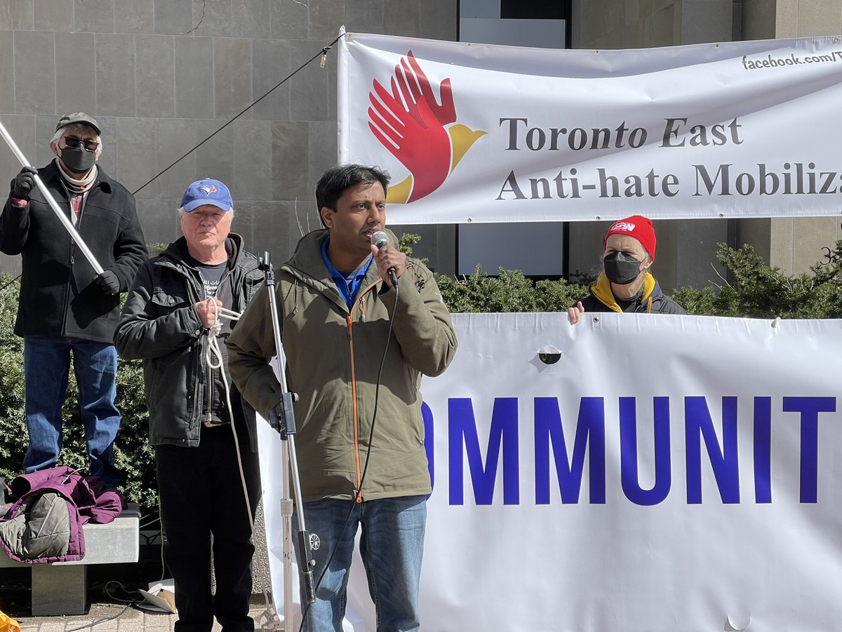 torontolabour's tweet photo. Now speaking at #CommunitySolidarityTO is @NeethanShan, ED of @UARRToronto, one of the members of CSTO https://t.co/RlnJHemS01