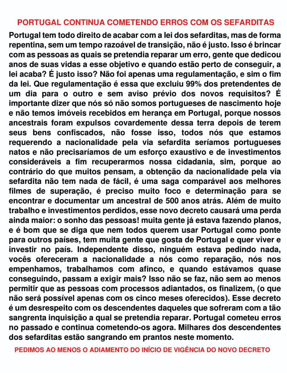 Sentimentos de todos que somos descendentes de Judeus Sefardita.
Mais uma vez temos o sentimento de expulsão do país.
#judeusefard