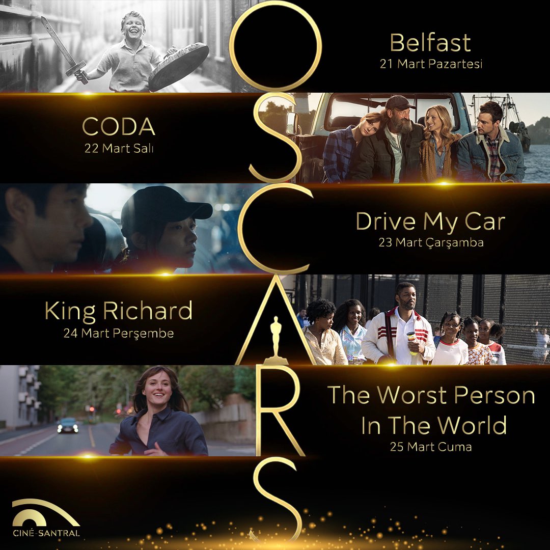 Oscar Adayı filmler arasından sizin oylarınızla seçilmiş 5 filmin gösterimini gerçekleştiriyoruz. Yakın Plan serimiz dahilinde Pazartesi’den Cuma’ya kadar bu yılın en çok ilgi gösterilen ve merak edilen filmlerini birlikte izliyoruz 🎬🍿
#cinesantral22 #Oscars