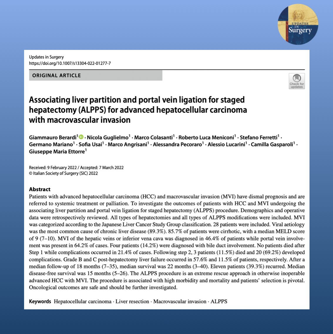 UpdatesSurgery's tweet photo. Patients with advanced hepatocellular carcinoma (HCC) and macrovascular invasion (MVI) have dismal prognosis and are referred to systemic treatment or palliation. 

Full article at https://t.co/Yufozk67VC https://t.co/BkcRqZOZPd