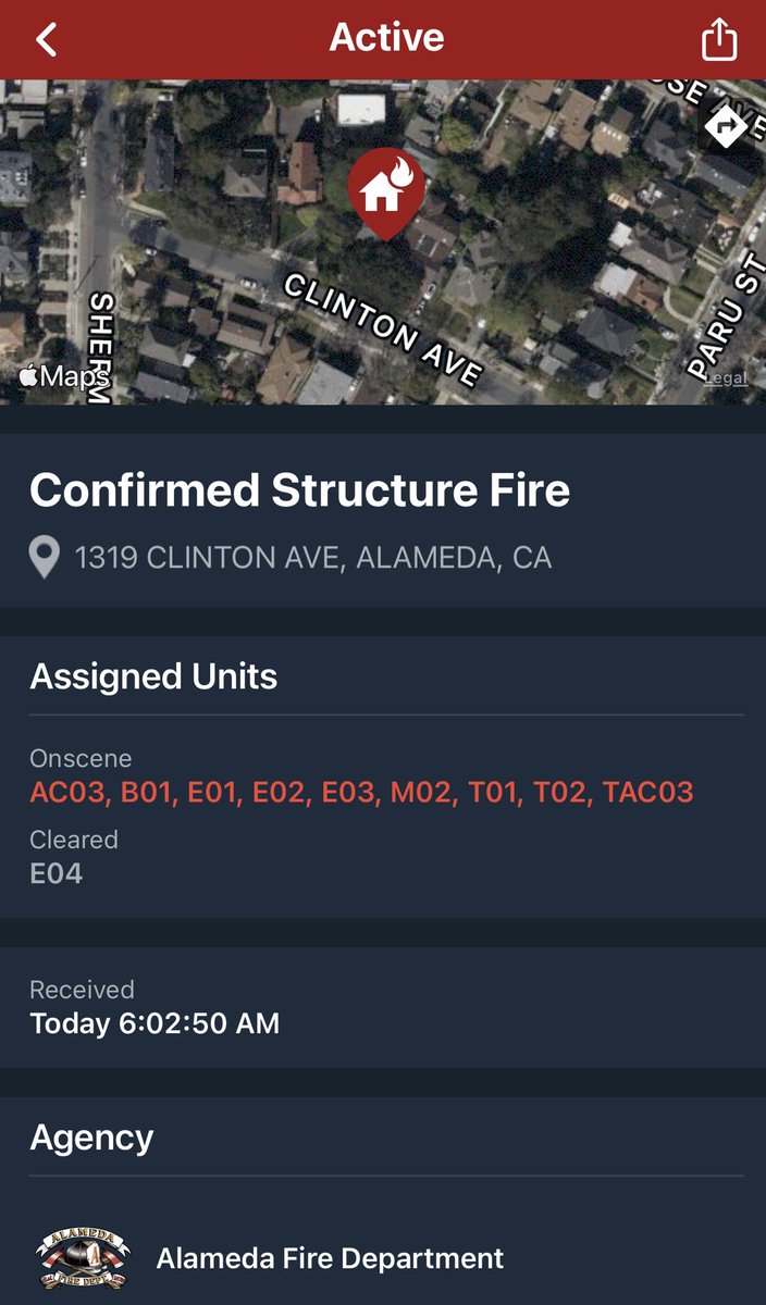 OaklandFireLive's tweet photo. Oakland Fire units providing mutual-aid cover in to #AlamedaCity
@AlamedaFire689 working a structure fire on 1300 block Clinton Ave. #alameda #oakland https://t.co/FnI81LTvf6