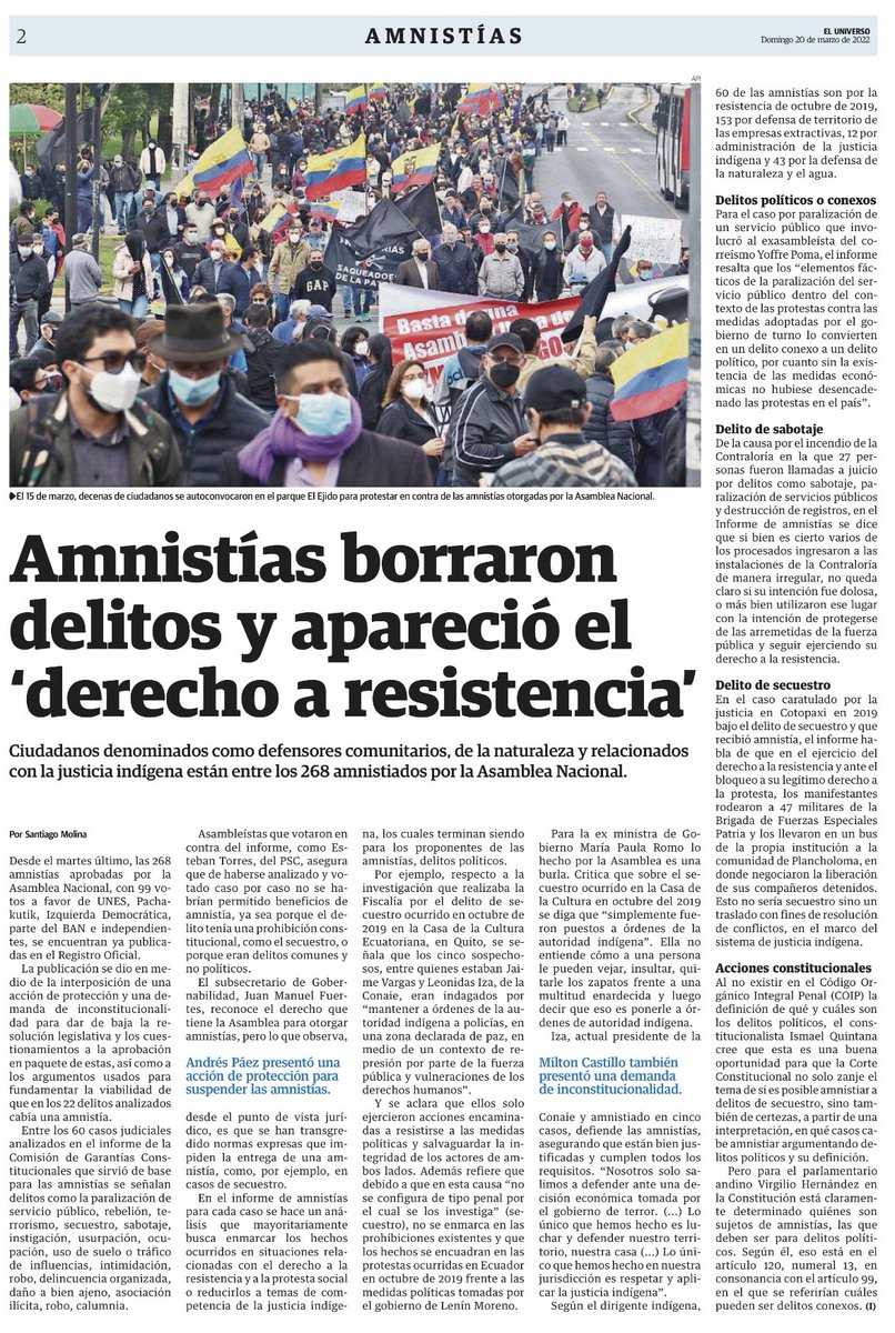 jlaloca001's tweet photo. Las amnistías violan la Constitución, se concedieron a delincuentes que secuestraron, sabotearon y destruyeron Quito. @LassoGuillermo, no permita la consumación de este funesto precedente que nos deja en manos del hampa impune https://t.co/47bzzIMGiI