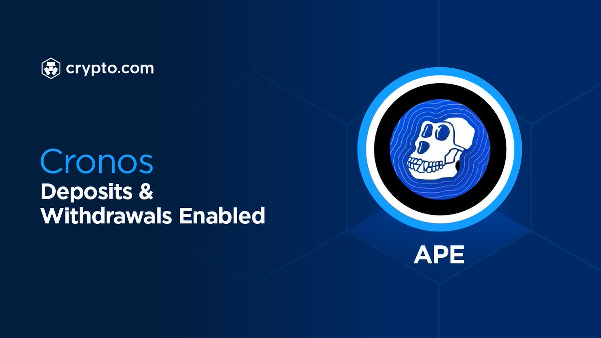 Deposits and withdrawals of $APE via Cronos have just been enabled on the  https://t.co/vCNztABJoG App. Deposit now 👉 https://t.co/TAz25E29Gr  @apecoin @cronos_chain