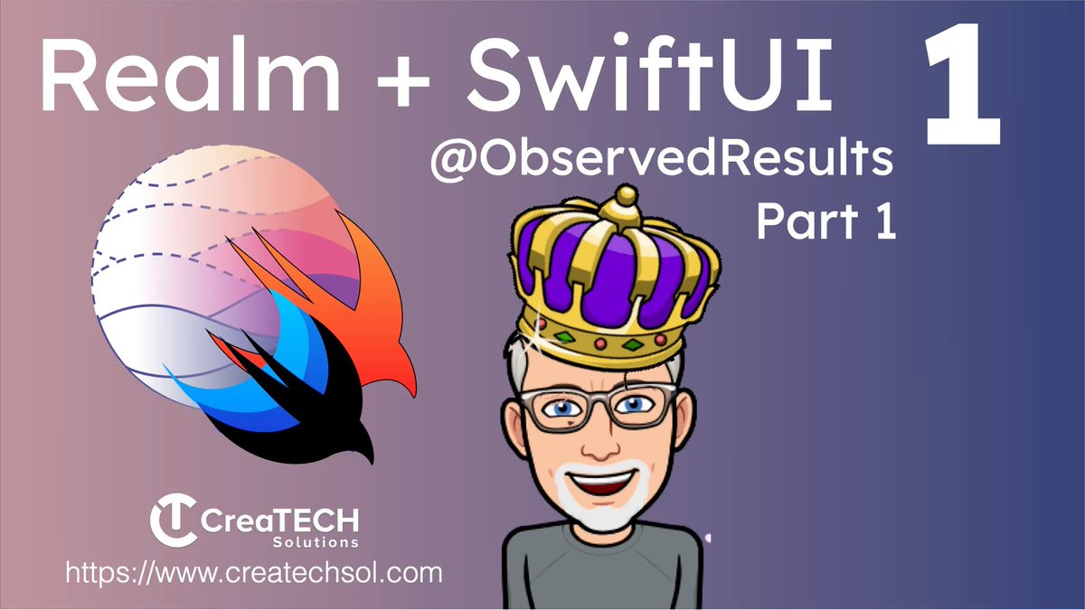 This is the first video in a series of videos that I am doing showcasing <a href="/Realm/">Realm</a> - a Core Data replacement.
This is part 1 of a two part ToDo app where the focus is on Realm PropertyWrappers and ObservedResults.
Part 2 on Tuesday
youtube.com/watch?v=nx3KDn…