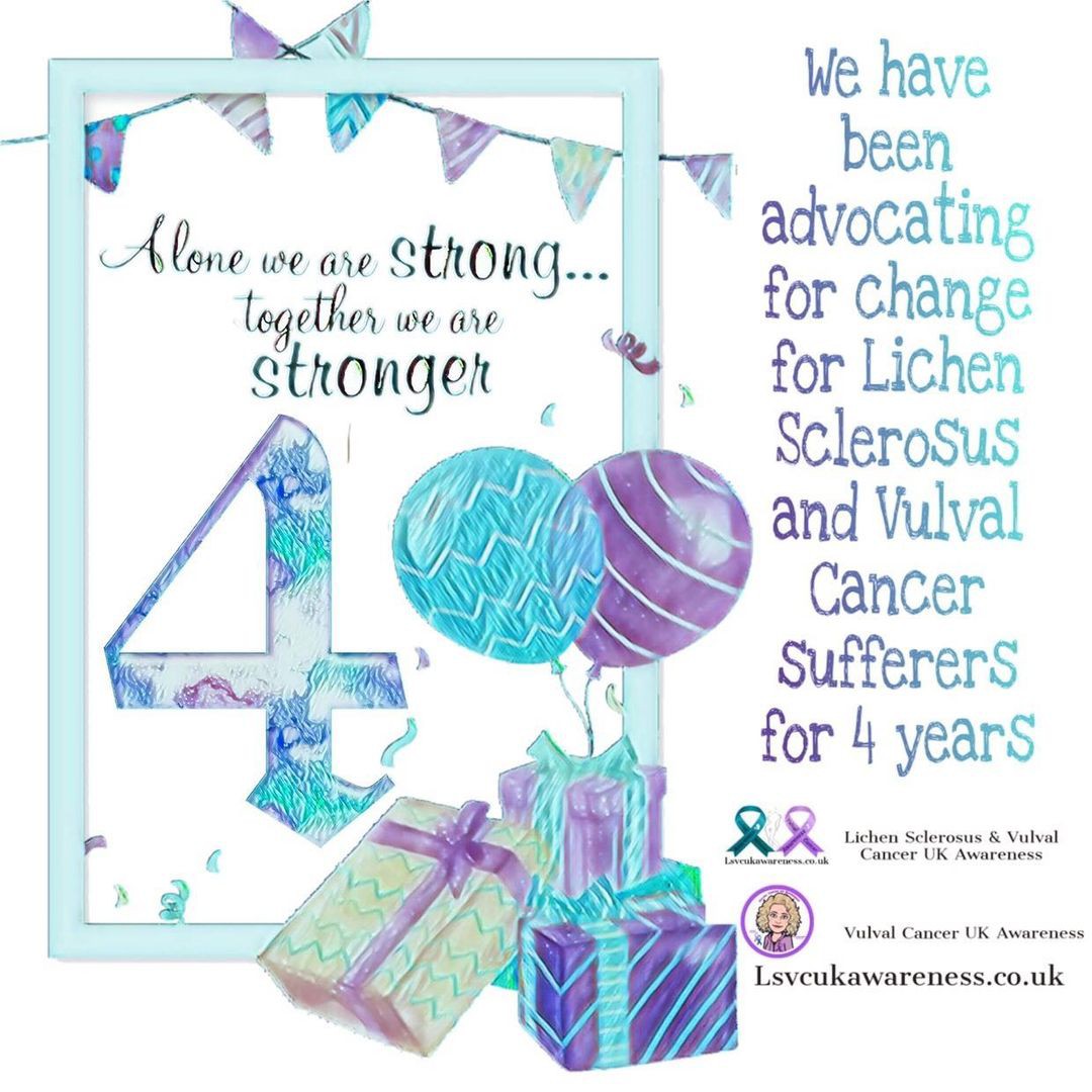 LSclerosus's tweet photo. Happy birthday to us 🥳

#lichensclerosus #vulvalcancer #cancerawareness #lichensclerosusawareness #vulvalcancerawareness #awarenesssaveslives #vulva #birthday #4years #strongertogether #lichensclerosussupport #supportgroup #vulvarcancer #checkyourvulva #strongertogether https://t.co/IqhFf9obDA