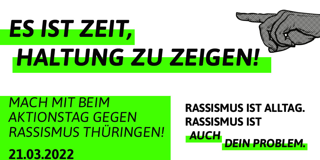 FLR_TH's tweet photo. SHORT REMINDER:
📣 Seid wütend, solidarisch und entschlossen zu handeln!
DEMONSTRATION: Montag, 21.3.22, 17:00, Domplatz #Erfurt #RassismusIstAlltag #AuchDeinProblem #TgR22 #Thüringen https://t.co/Kt1EWNS84O