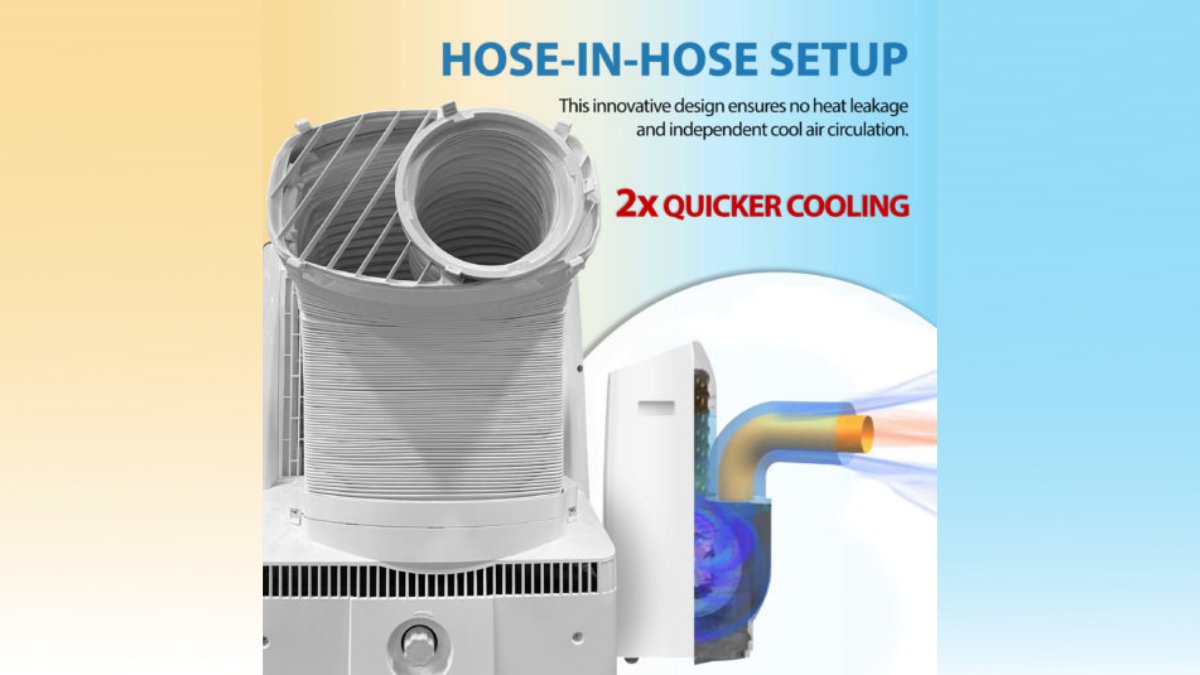 At Whynter, we're always innovating!

Our revolutionary two-hose-in-one design and the sealed bottom structure in the Whynter ARC-1230WNH ensure no heat leakage. As a result, the entire room can be cooled down quickly and effectively.