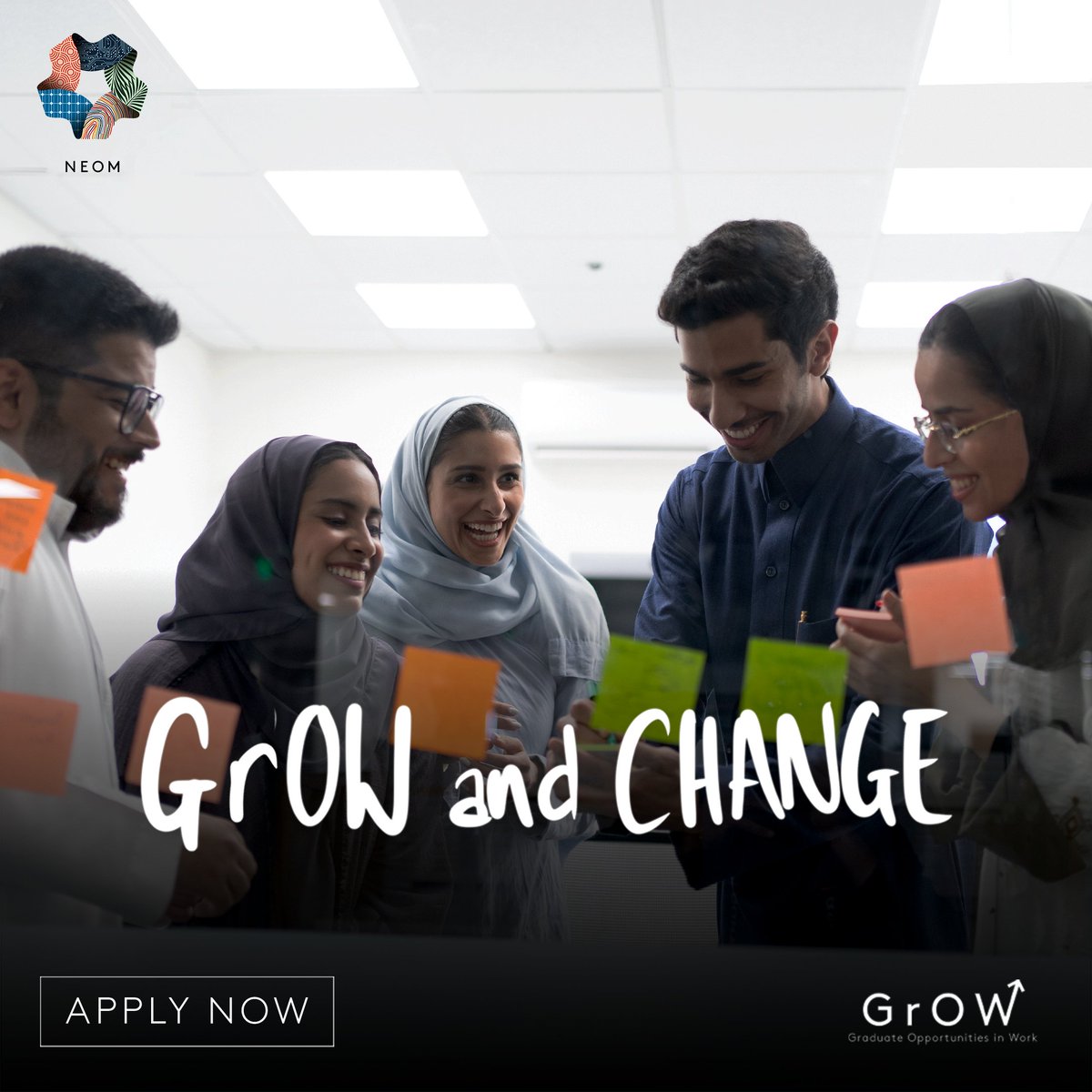 NEOM's tweet photo. 📚 World-class training
🧑‍🏫 Unmatched mentorships
⚡️ Exceptional experiences
Our Graduates Opportunities in Work (GrOW) initiative helps to inspire the next generation of talent 👩‍🔬🧑‍🚀👨‍💻 #GrOWandCHANGE #NEOM 

The application deadline is April 2. Sign up now:
https://t.co/ytRkbpTcIo https://t.co/848OAP1glK