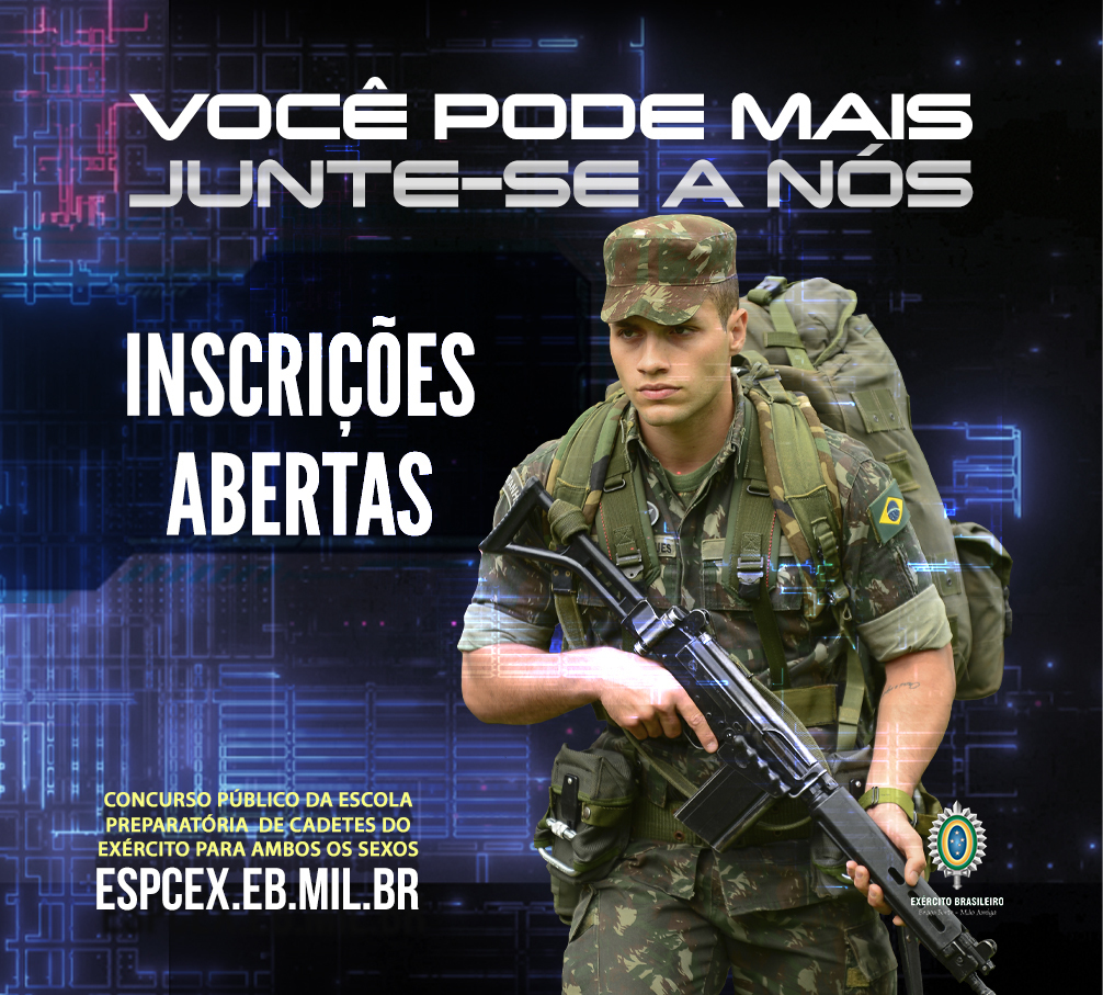 Exército Brasileiro - Não perca o prazo!! Seguem abertas as inscrições para  o concurso da Escola Preparatória de Cadetes do Exército (EsPCEx). Acesse:   #ConcursoExército #EsPCEx2022  #concursopublico #VemSerCadete