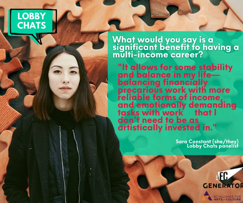 AFC_helps's tweet photo. Lobby Chats: My Income Jigsaw - Curating a Multi-Income Career in the Entertainment Industry Monday, March 21, 2022 at 3pm (ET), presented in partnership with the @generatorto &amp; @AllianceArts. Register: https://t.co/erZzcPQZhm! #artsworker #careerchoices #worklifebalance https://t.co/lMNq51GS13