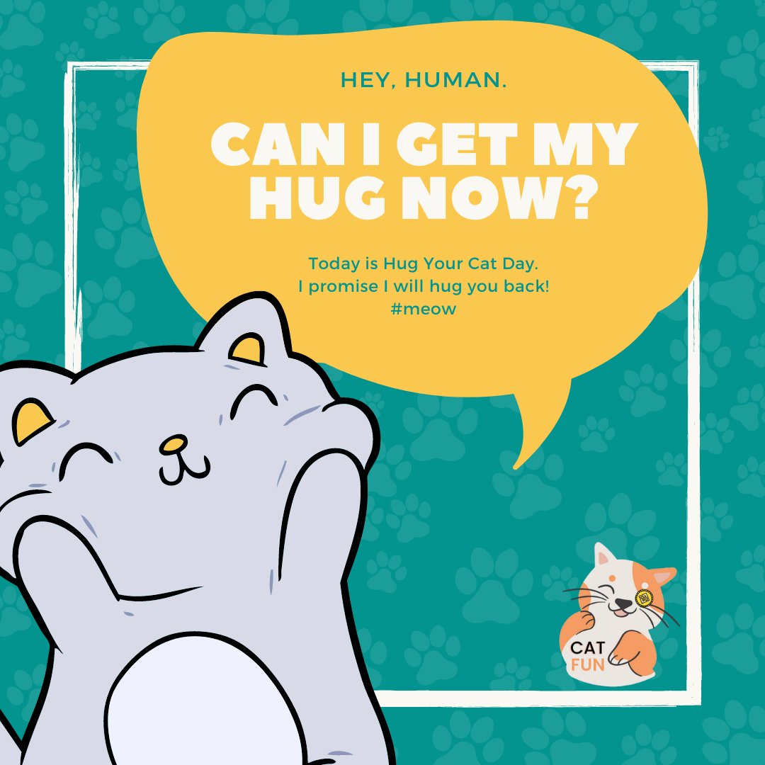 CatFunToken's tweet photo. It's #CATHUG day with #CATFUN 

Lets #meow and have a prosperous future with our dad adopted us in @elonmusk &amp; @cz_binance 

Published by @bsc_daily 

#Community #Memecoin #P2E #GameFi #NFTs #Staking #Shilling #BSCGem #1000xgem #CatsOfTwitter https://t.co/SMr2IX9jbW