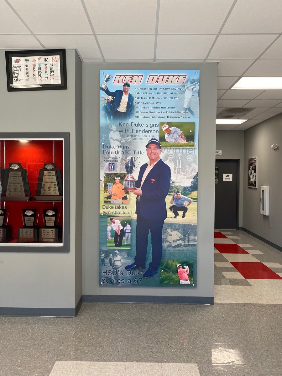 DenneyEaston's tweet photo. Thank you to @CoachCowan_Colt and Henderson State for the visit yesterday. The Ken Duke Golf Center was a nice facility for indoor practice!  Great investment he has made for Henderson State golfers! https://t.co/VRmbNzwyYt