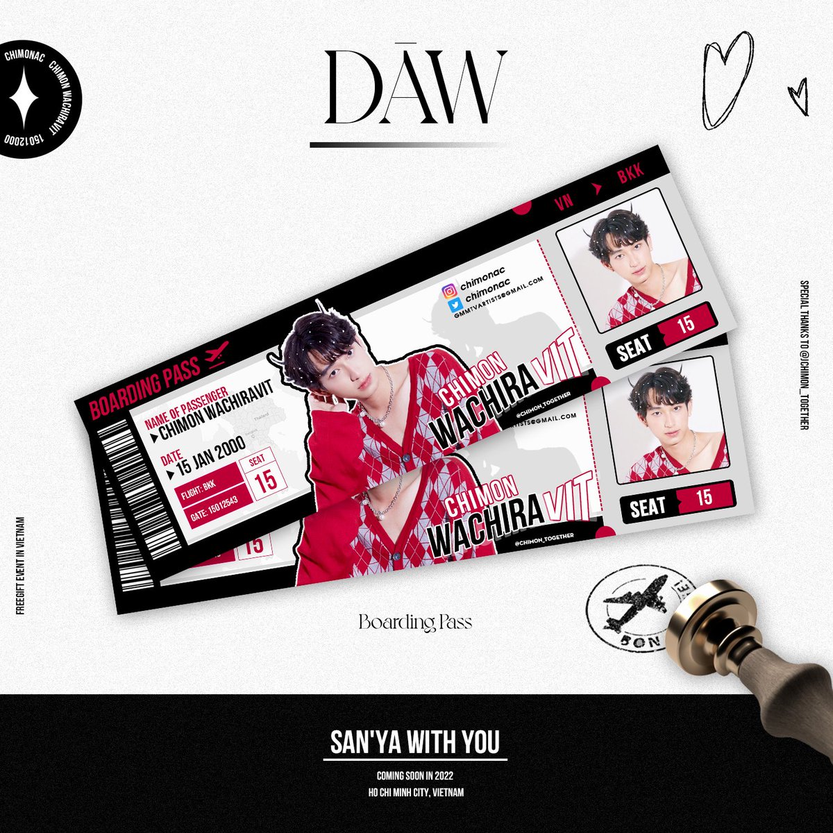 sanyawithyou's tweet photo. [PREVIEW] Daw | Freegift event.

Boarding Pass | Chimon ver.
--------------------------
Designed by @DawDesign1
 --------------------------
for @Chimonac 
#ChimonWachirawit 
#ชิม่อนไงจะใครหล่ะ https://t.co/YXdI1mkp98