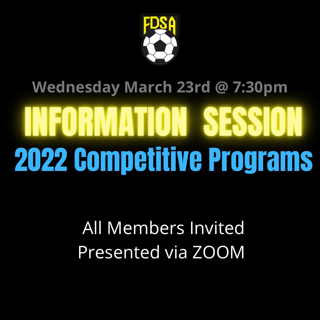 fdsasoccer's tweet image. 2022 Info Session! See website for details fdsa.org @coachbmo @roryqkeys @mlmdonahue @whytehughes @Jaycvandy @mchardie @rmacvicar @ChrisJamesNB