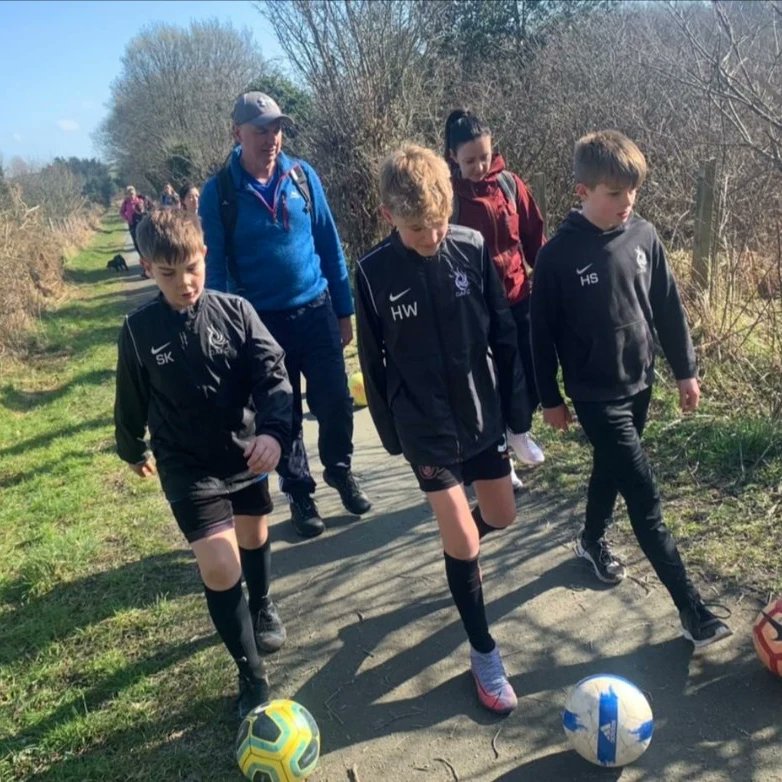DouglasAthletic's tweet photo. Well done to our under 11 team who, this morning have dribbled 10 miles on the old railway lines. 👏

They have raised a total of £1800 so far, with more donations welcome. (link in comments) 

Well done everyone ⚽ 💪

Sponsored by MuchBetter ☺ https://t.co/KRNZAtEdY2