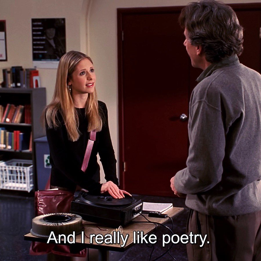 bestofspuffy's tweet photo. buffy likes to read poetry, and spike likes to write poetry. a perfect match. https://t.co/RgqZ6ITRdC