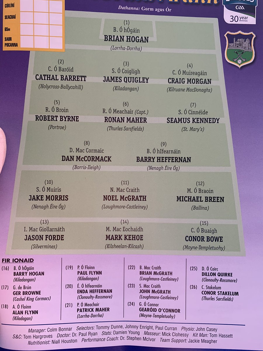 zanajak's tweet photo. Any chance the team announced would match the team on the programme??? @TipperaryGAA @JonathanCullen1 https://t.co/4GyBLjZZGh