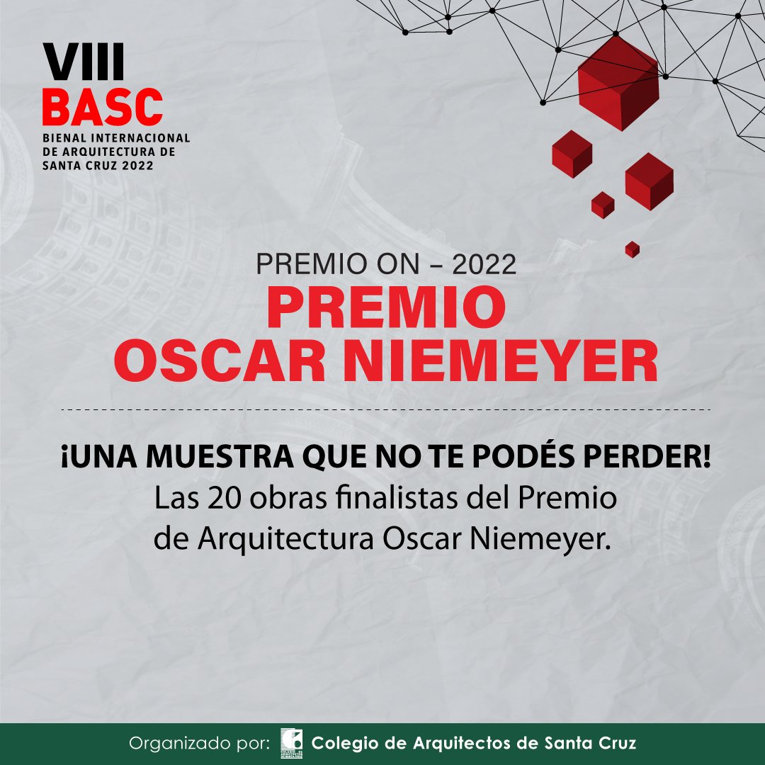 basc2020's tweet photo. Se presentará la muestra Itinerante con las 20 obras de arquitectura Latinoamericana que fueron finalistas en el Premio de Arquitectura Oscar Niemeyer convocado bi anualmente por la Red de Bienales Latinoamericanas RED BAAL.
📆 Del 25 de marzo al 10 de abril de 2022 https://t.co/PSFyXGXIy9