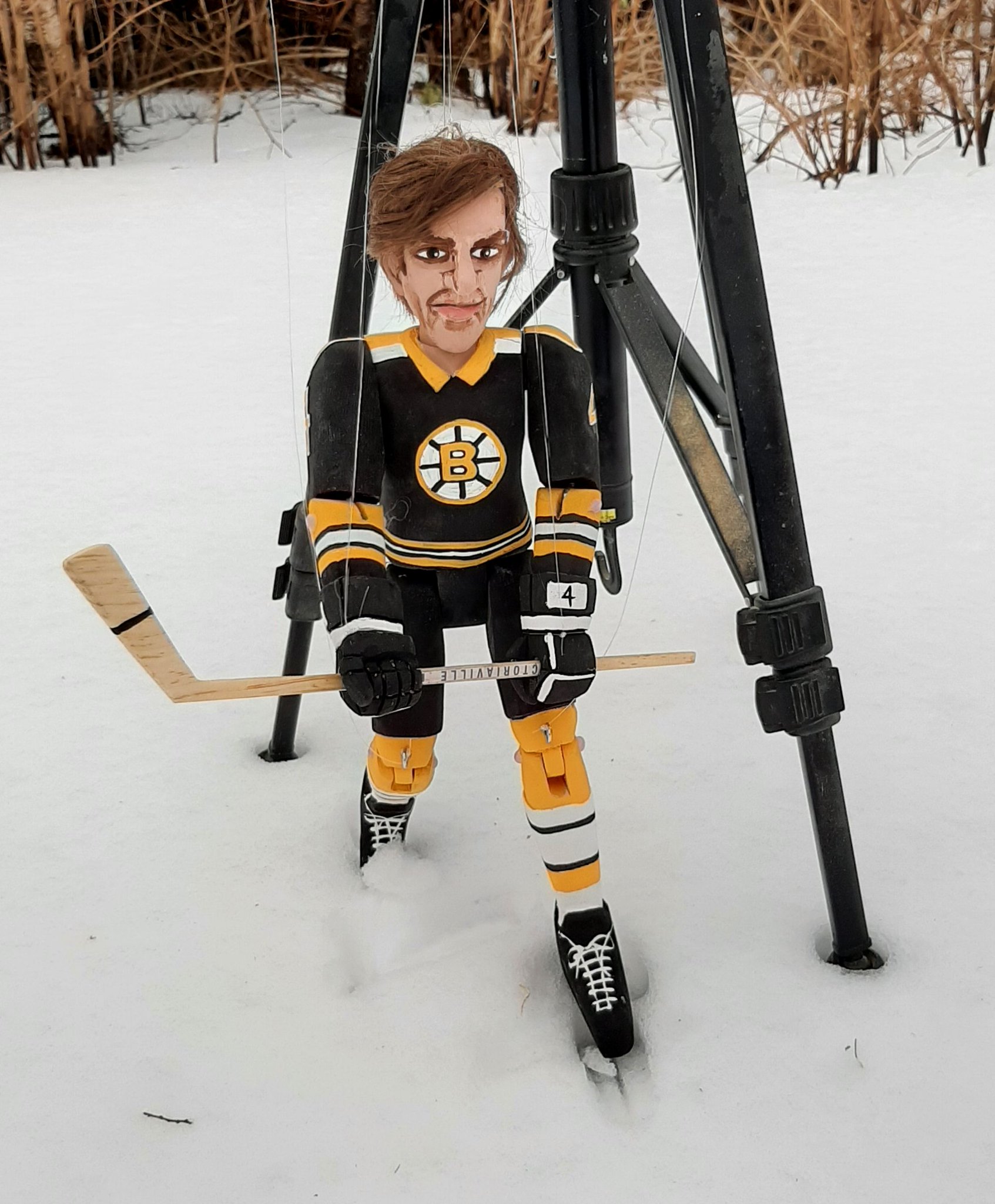 Happy Birthday to Bobby Orr! Here\s my little wooden marionette tribute.  