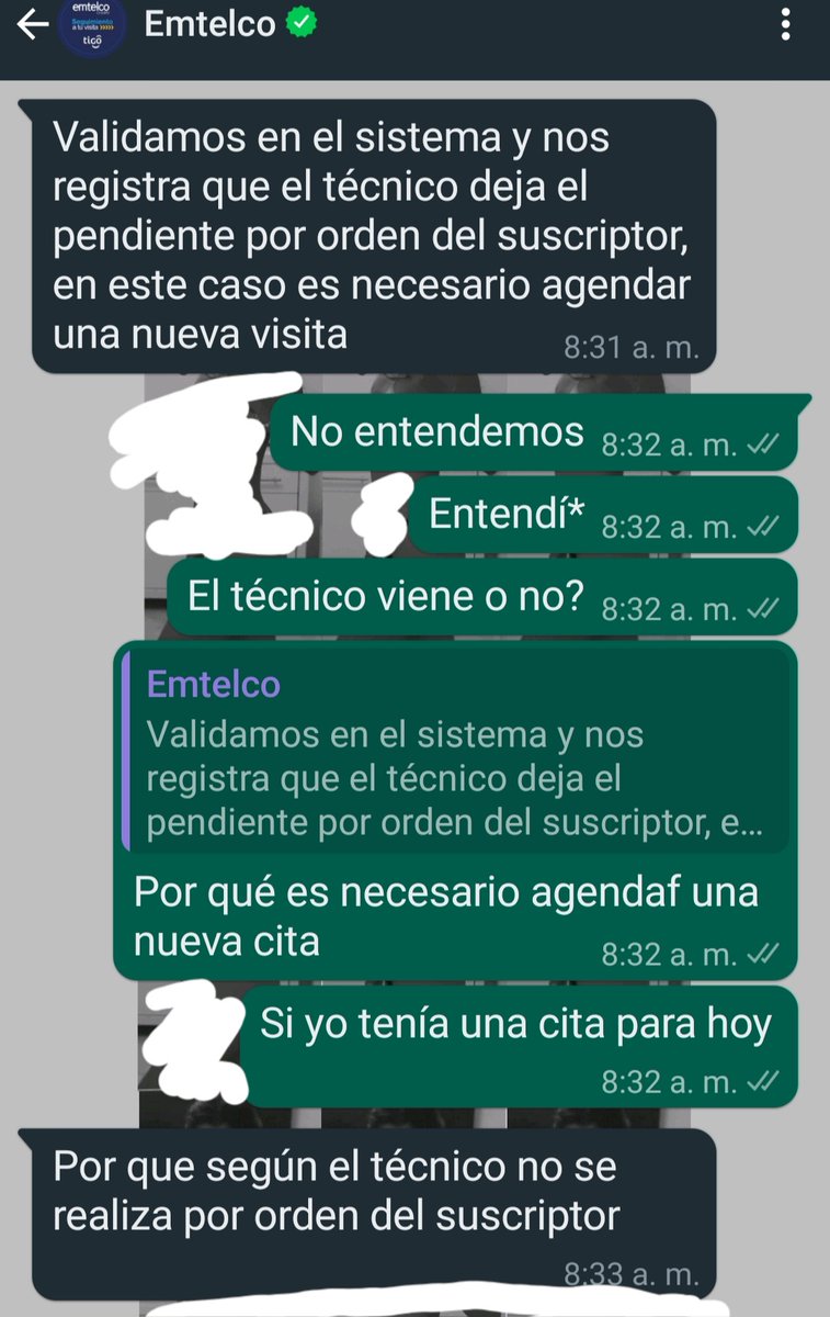 takeaspacewm's tweet photo. @monttoya_0 @Tigo_Colombia Mk no tengo internet desde hace 2 días y me agendaron una visita técnica para hoy y mira lo que me responden https://t.co/IIq2sZrKjp