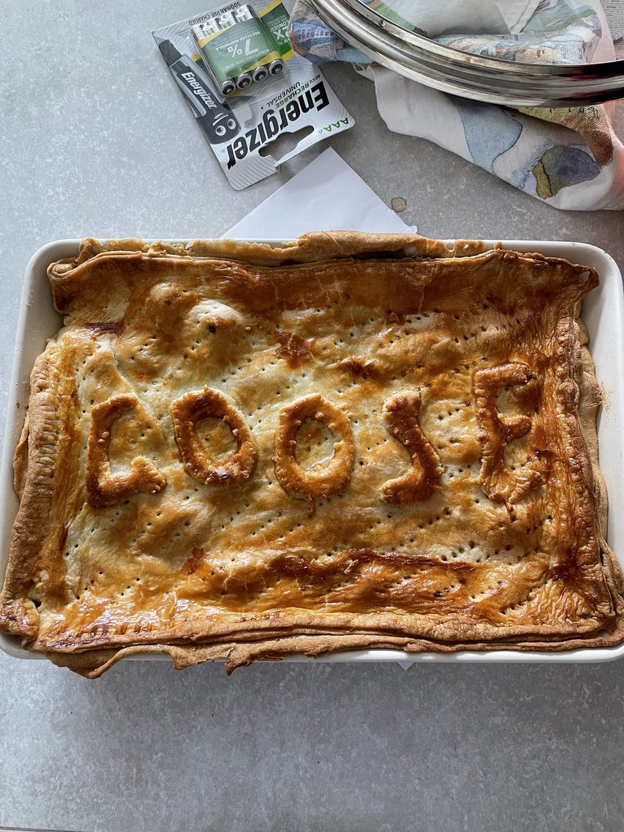 My Goose Pie (no geese involved, btw) made by my favourite Ginge; hope it doesn’t end up as comfort food after today’s match!