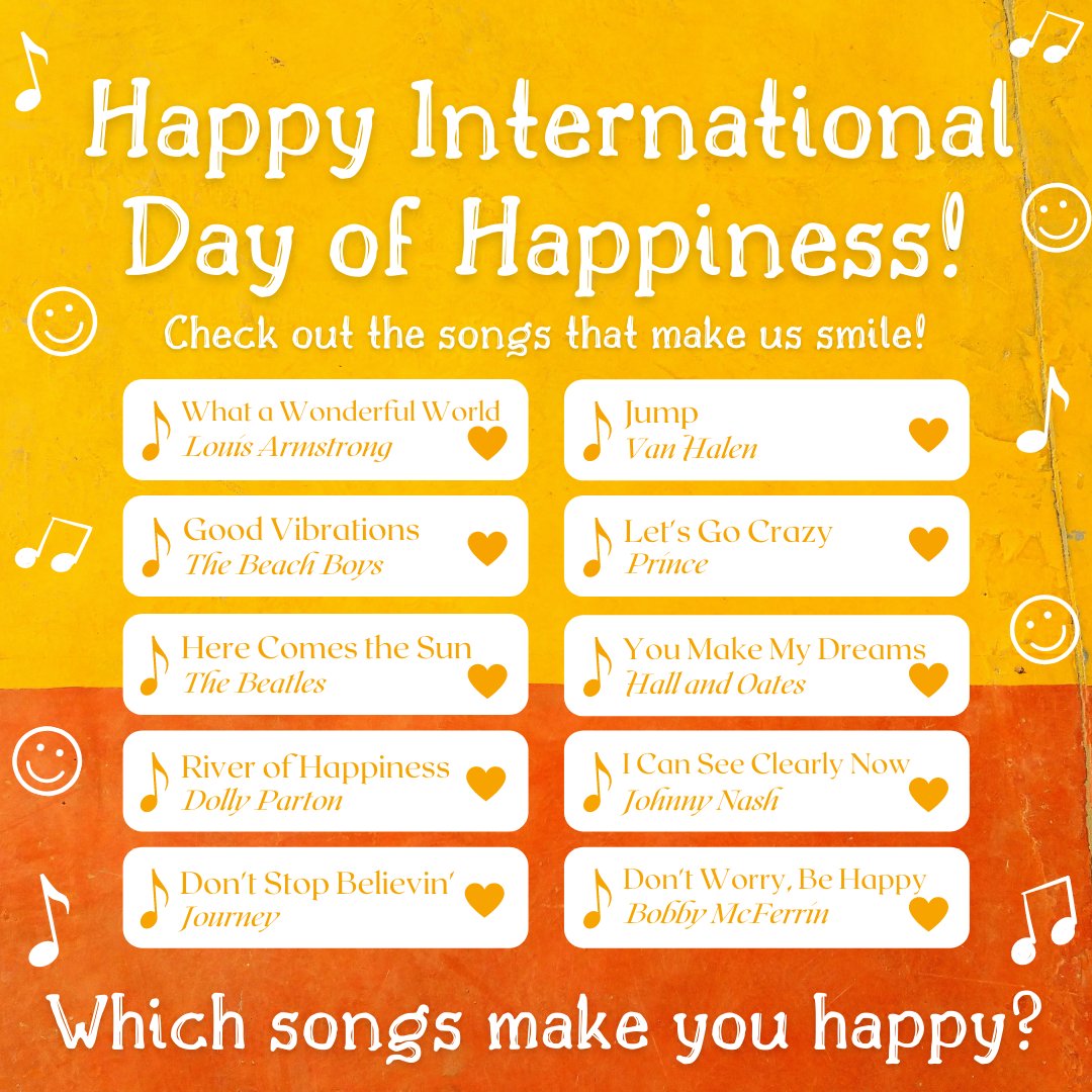 Happy International Day of Happiness! Music and happiness go hand in hand: research shows listening to music can boost your mood in as little as two weeks! 😊 Which songs make you happy? Let us know in the comments below!