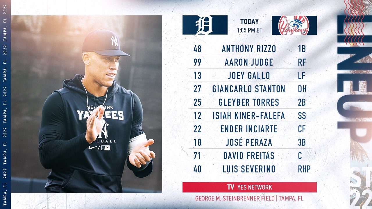 New York Yankees on Twitter "Updated Lineup https//t.co/CLCSASsnQY