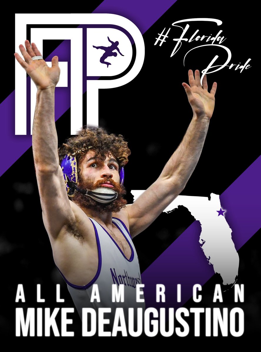 Flpridewrestle's tweet photo. Put your hands up for @MikeDeAug 2x All-American cements himself as the best to come out of Flagler Palm Coast . Way to go champ

📸: @NUWrestle 
🎨: @finesse_diaz https://t.co/n5MzHp6YYY