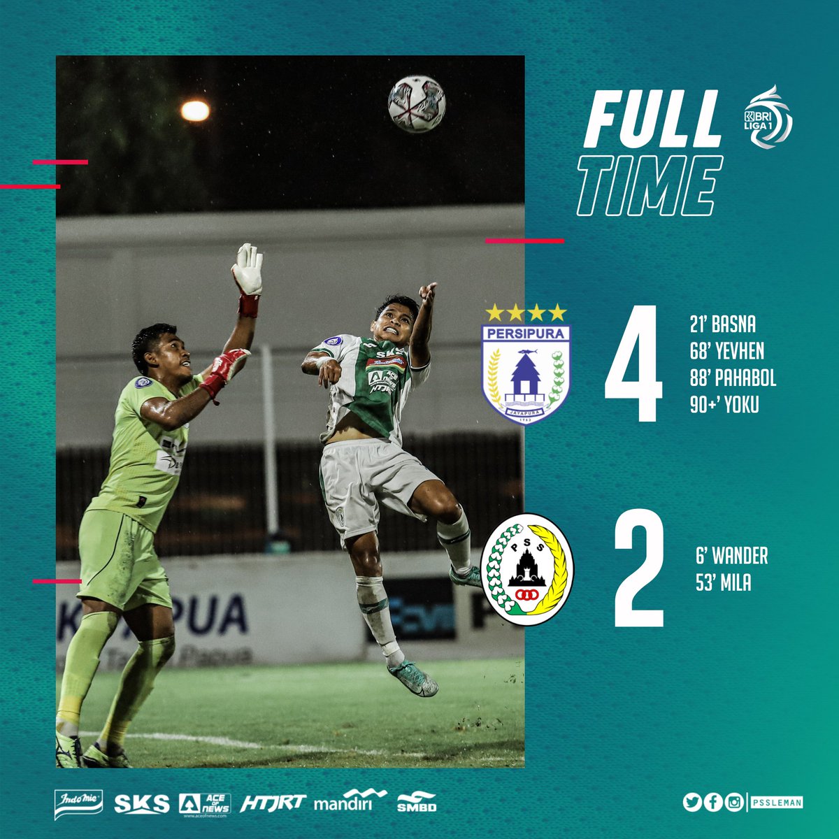 PSSleman's tweet photo. FT: Persipura 4-2 PSS Sleman https://t.co/GpkQIMPj1J