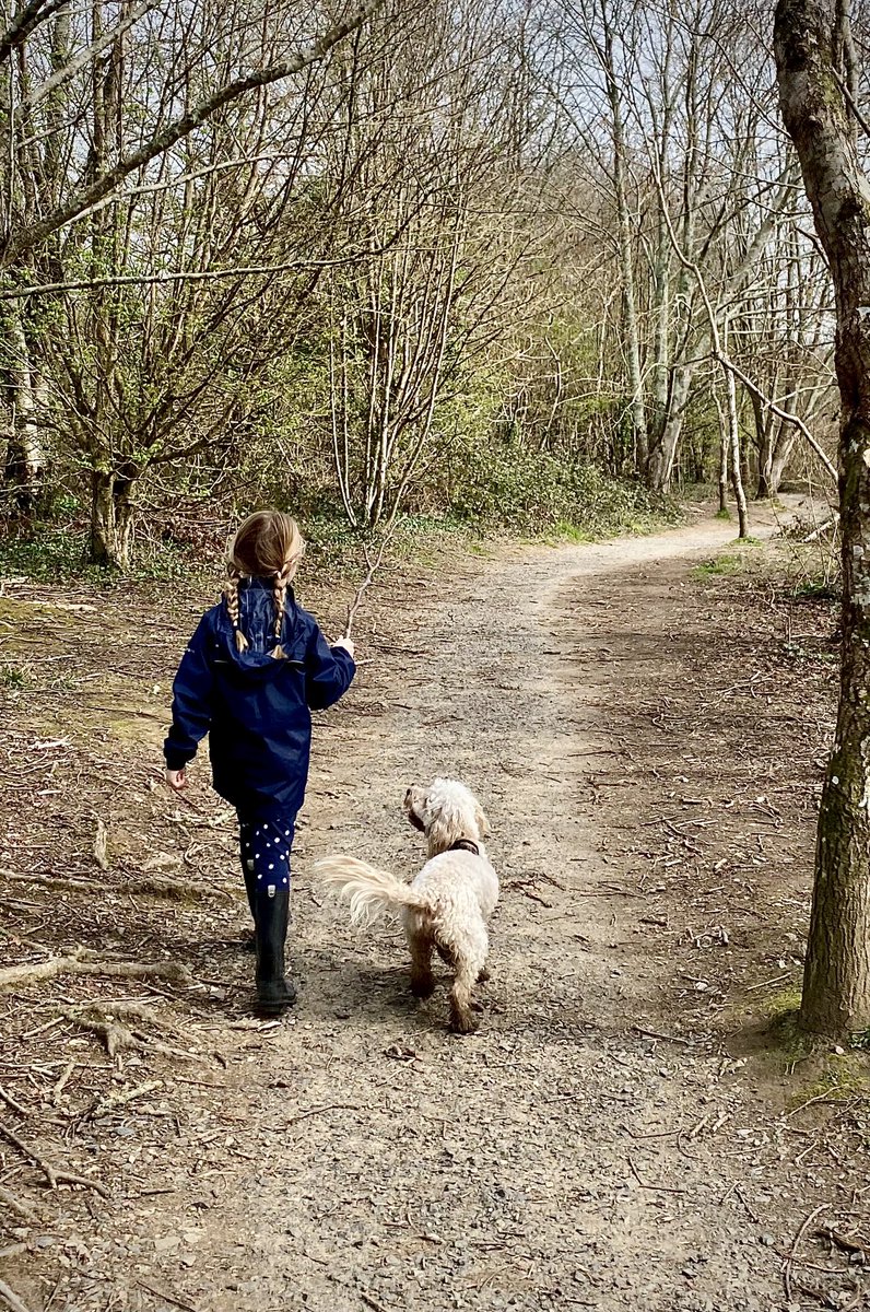 Spring walk with mini hooman. Happy day