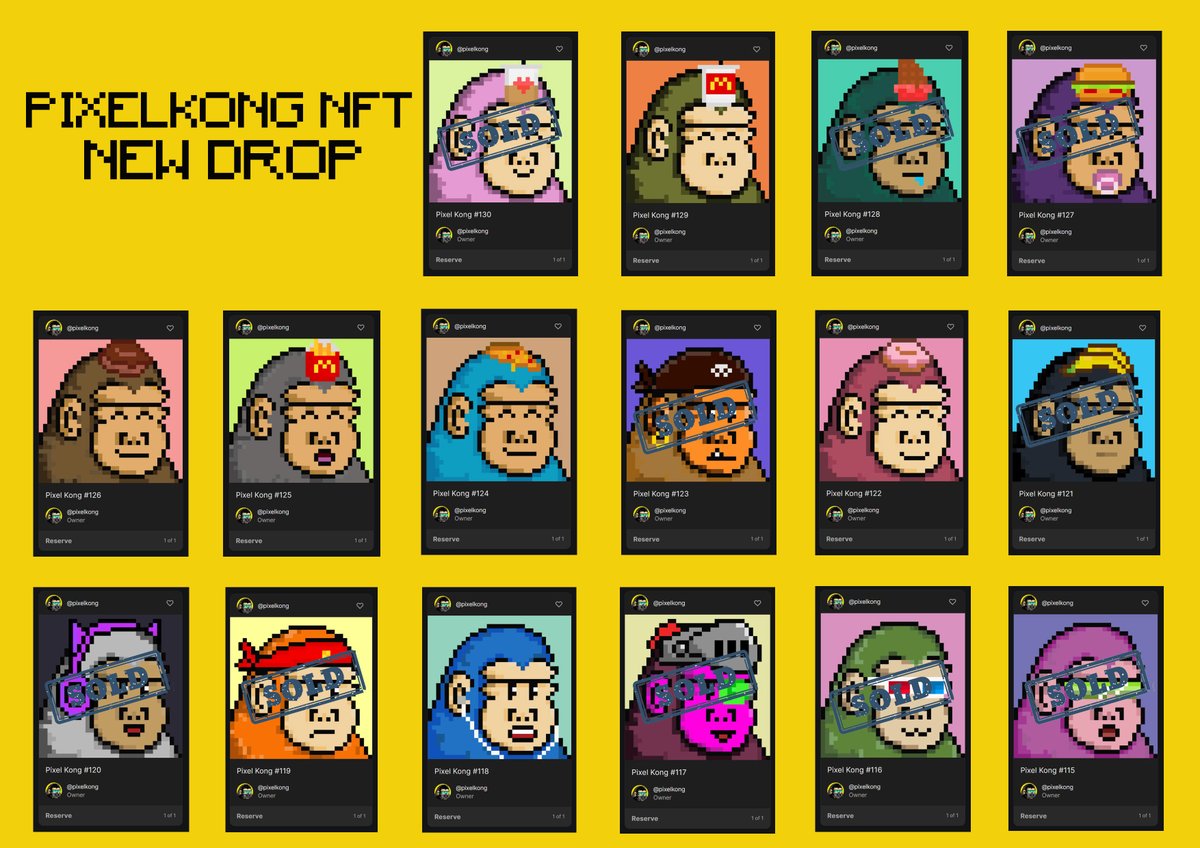 Alhamdulillah 10 out of 16 SOLD 🤲 Thank you for purchasing my PixelKongNFT !!! 6 more to go guys 🤟

#115 #117 #119 #127 #128- @AK_KhairulShah 
#116 - <a href="/Crypt0_Gh0sts/">CryptoGhosts</a>
#120 #123 - <a href="/Qayyim_Azim/">QayyimAzim 🇲🇾</a> 
#121 - <a href="/GoodgodsS/">GoodGod'sS</a> 
#130 - <a href="/LadyReverieNFT/">Lady Reverie</a> 
Love u all🥰