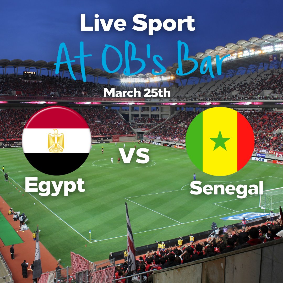HiltonPyramidsG's tweet photo. Don't miss this epic match! Egypt Vs Senegal on March 25th at OB's bar.
And Enjoy our special menu for fine selection of beverages &amp; snacks that you can choose from to dazzle your night.

#football #footballchallenge #foodlovers #tasteofhilton #Hilton #footballmatches https://t.co/2krp7b0Aqg