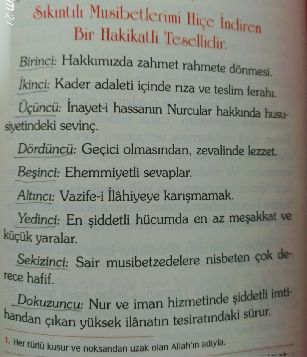 KotilRasin's tweet photo. Üstad Said Nursi'nin Afyon Hapishanesindeyken yazmış olduğu bir fıkrası... Sonunda da şöyle diyor :"Dokuz adet manevi sevinçler, öyle teskin edici bir merhem ve tatlı bir ilaçtır ki tarif edilemez, ağır elemlerimizi teskin ediyor.". https://t.co/SV65H9JAde