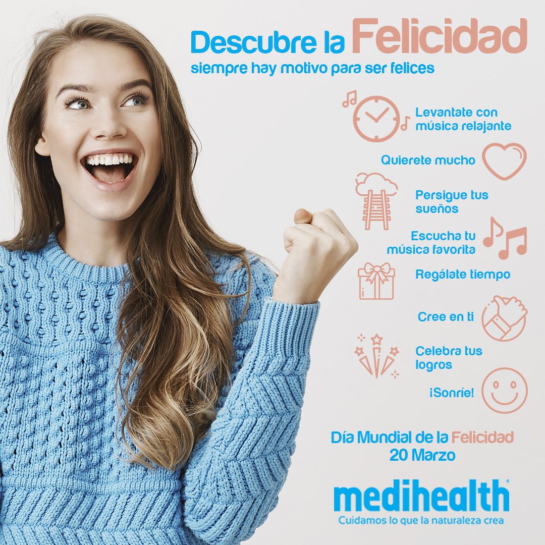 Día de la Felicidad.
Te invitamos a ser feliz 😁 y a recordar porqué lo eres! Únete y comparte de tu felicidad con quienes te rodean.

#DiaMundialDeLaFelicidad #Felicidad #Medihealth #Megalabs