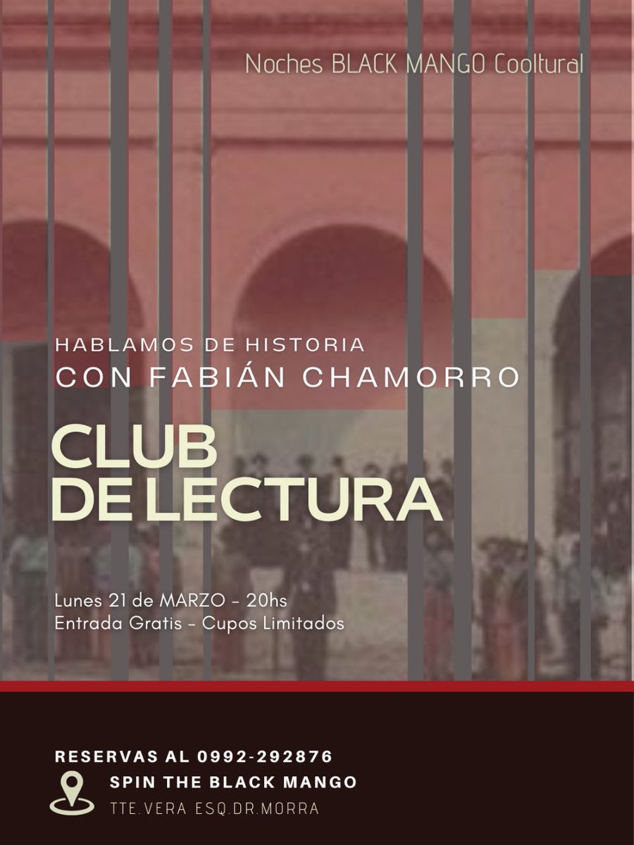 Nuestro Club de Lectura se adelanta para los días lunes, así empezamos la semana con cultura. Mañana vamos a hablar sobre los protagonistas y los sucesos que desencadenaron en la fundación del partido colorado y del partido liberal. Lleven sus libros. Más datos en el flyer.